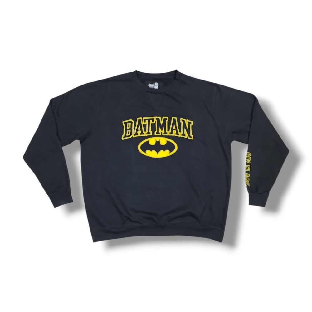 Six Flags BATMAN Embroidered & Graphic Print Logo Crew Neck Sweatshirt Men's 2XL